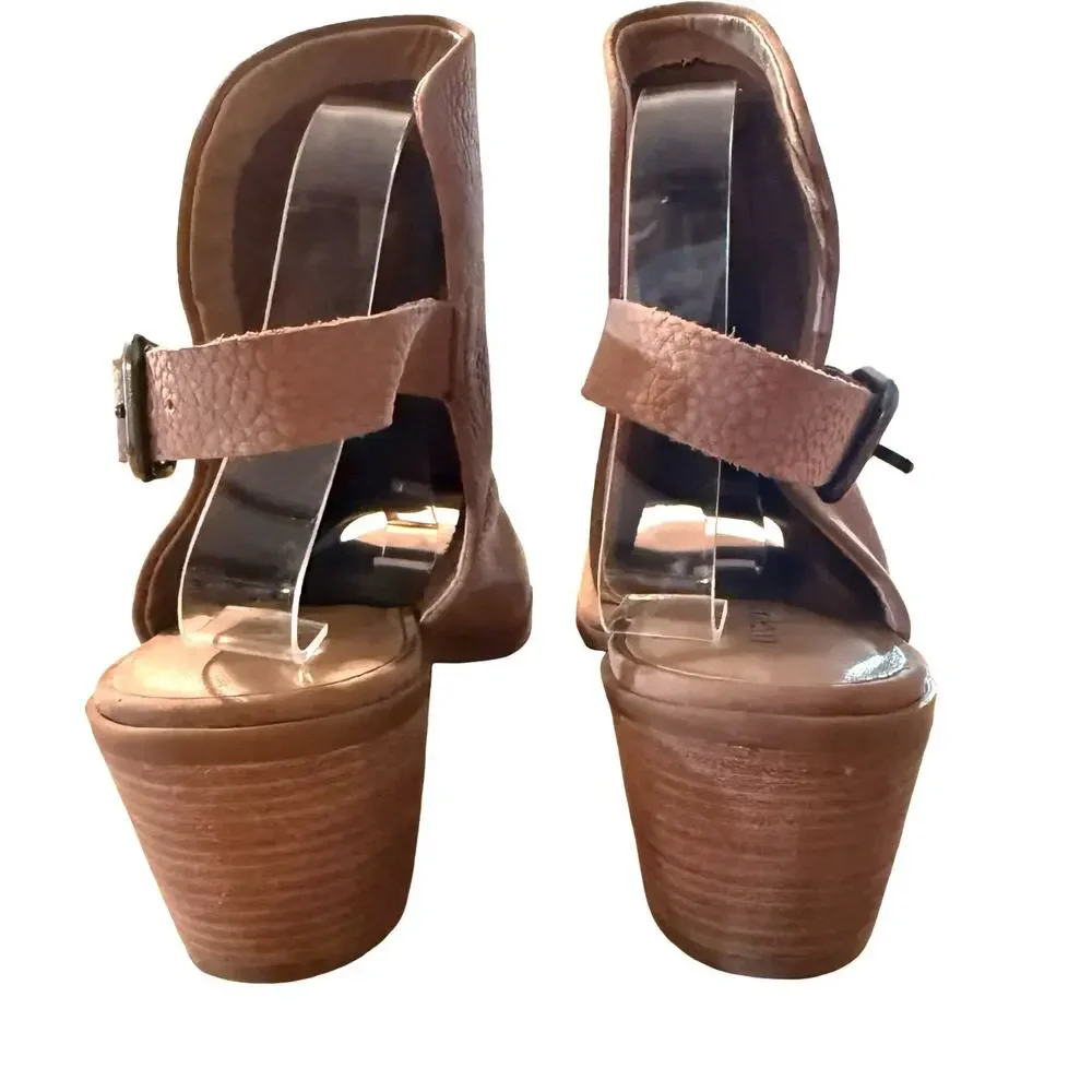 Lucky Brand Bray Slingback Open Toe Chunky Heel Shoes Booties Sandals sz 11